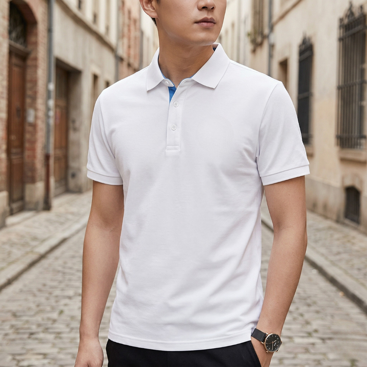 Polo Shirt Short Sleeve Solid Logo Casual Men