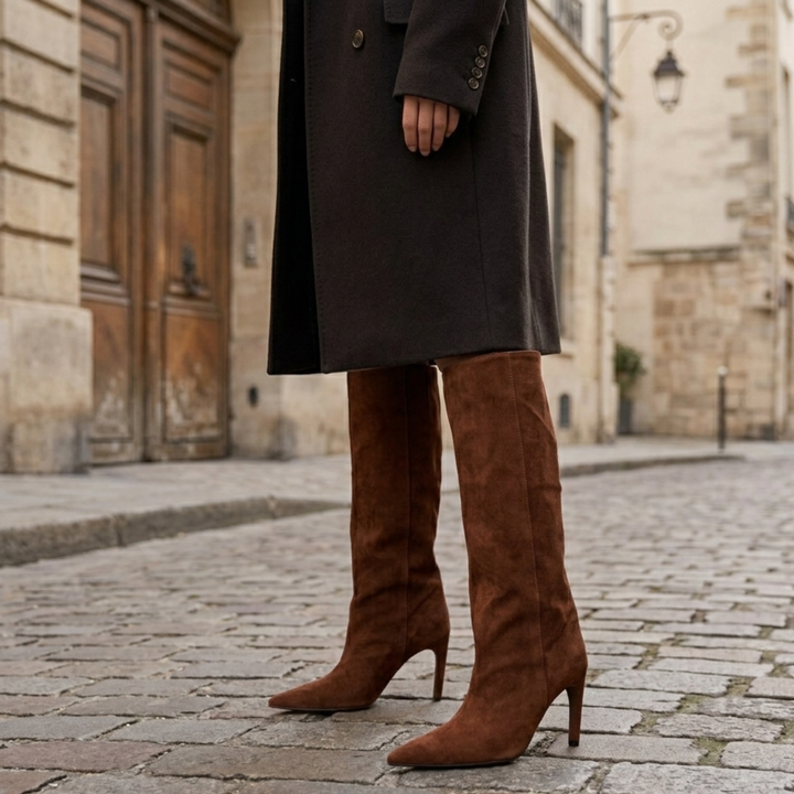 Knee High Boots Stiletto Heel Pointed Toe Suede Women