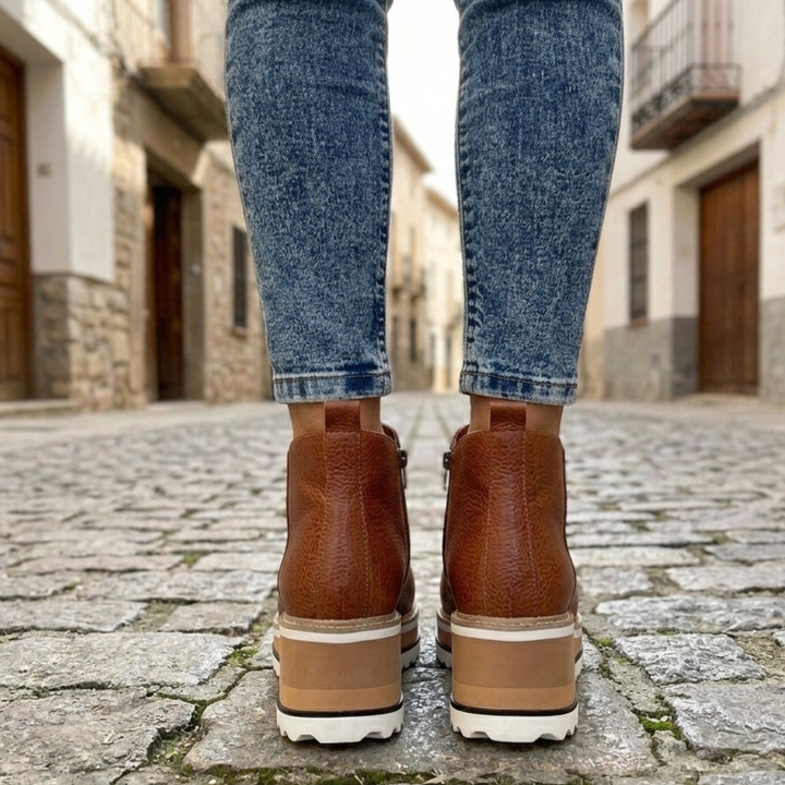 Women’s Platform Wedge Ankle Boots Side Zipper