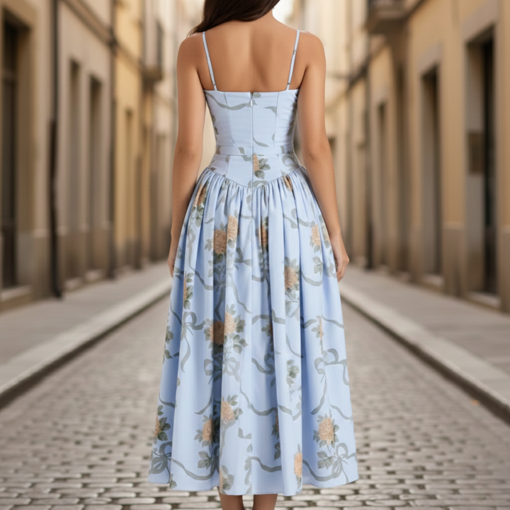 Floral Midi Dress Sleeveless A Line Women
