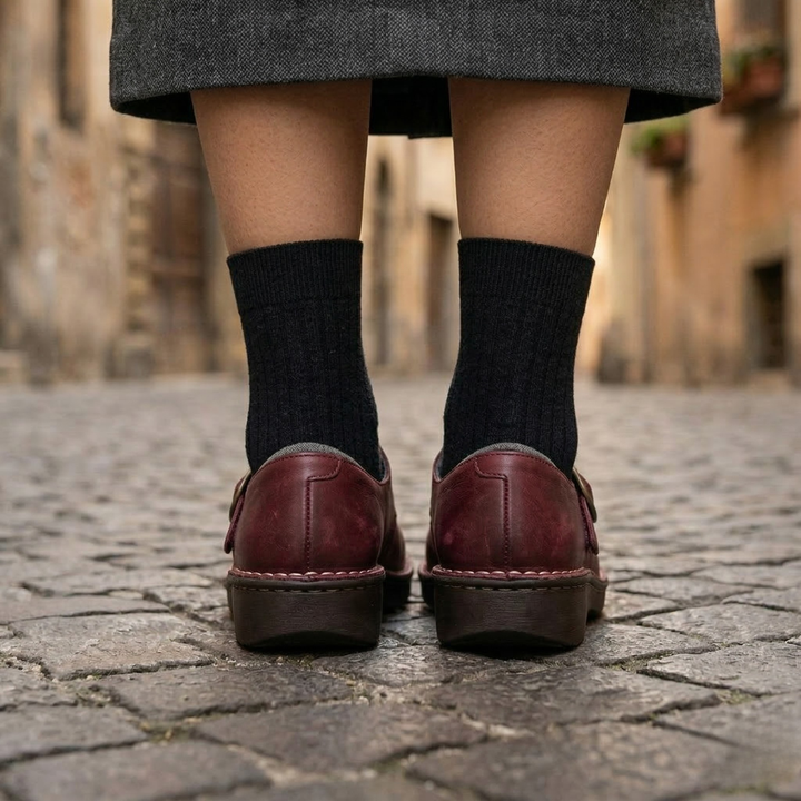 Women’s Leather Mary Jane Shoes Low Heel Comfort Buckle Flats