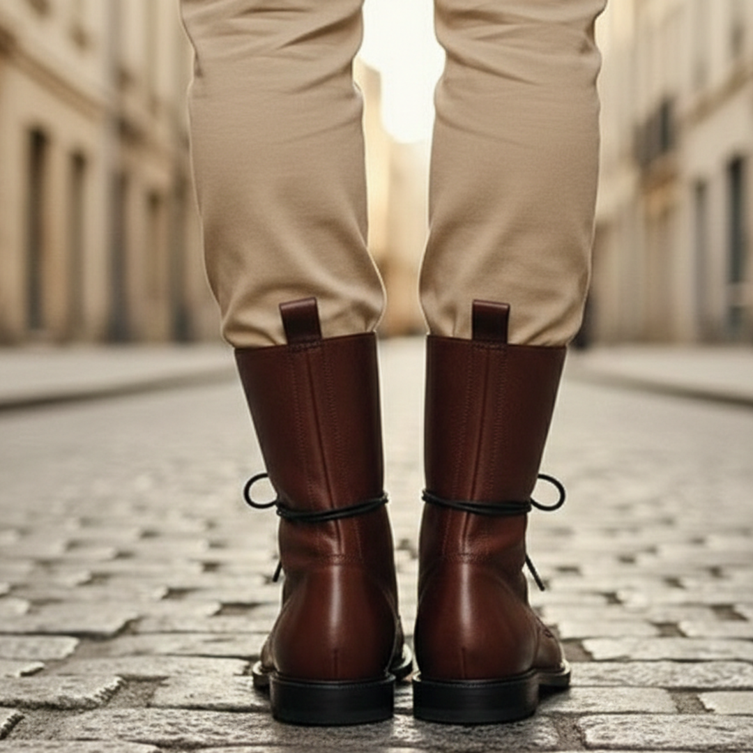 Ankle Boots Women Lace Up Leather Cap Toe