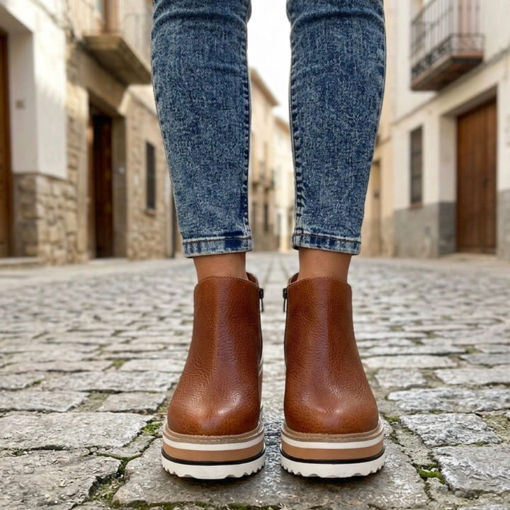 Women’s Platform Wedge Ankle Boots Side Zipper