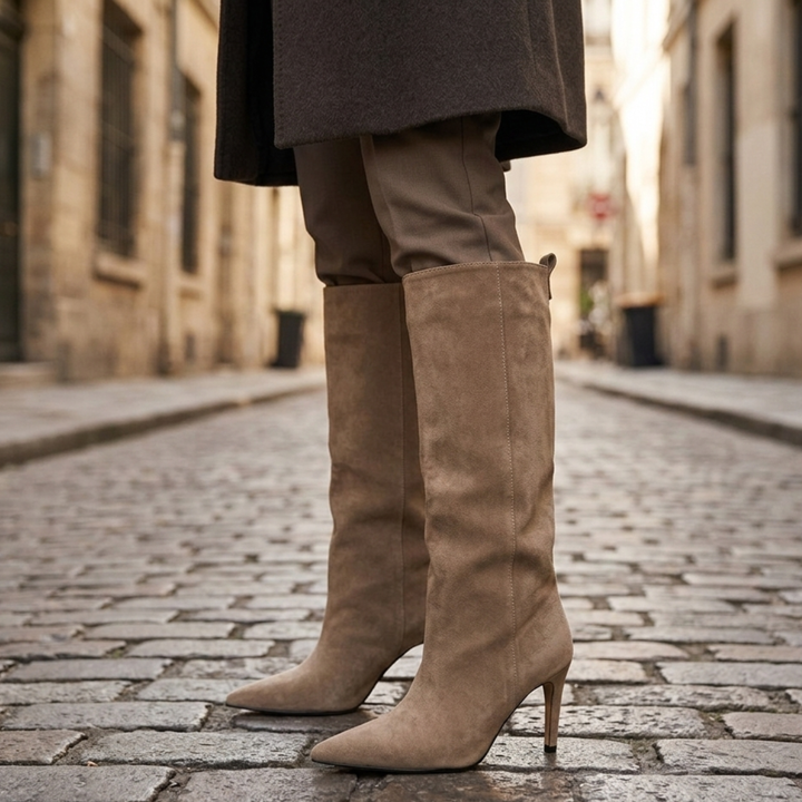 Knee High Boots Stiletto Heel Pointed Toe Suede Women