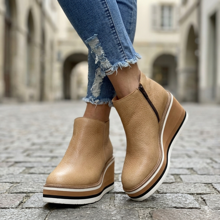 Women’s Platform Wedge Ankle Boots Side Zipper