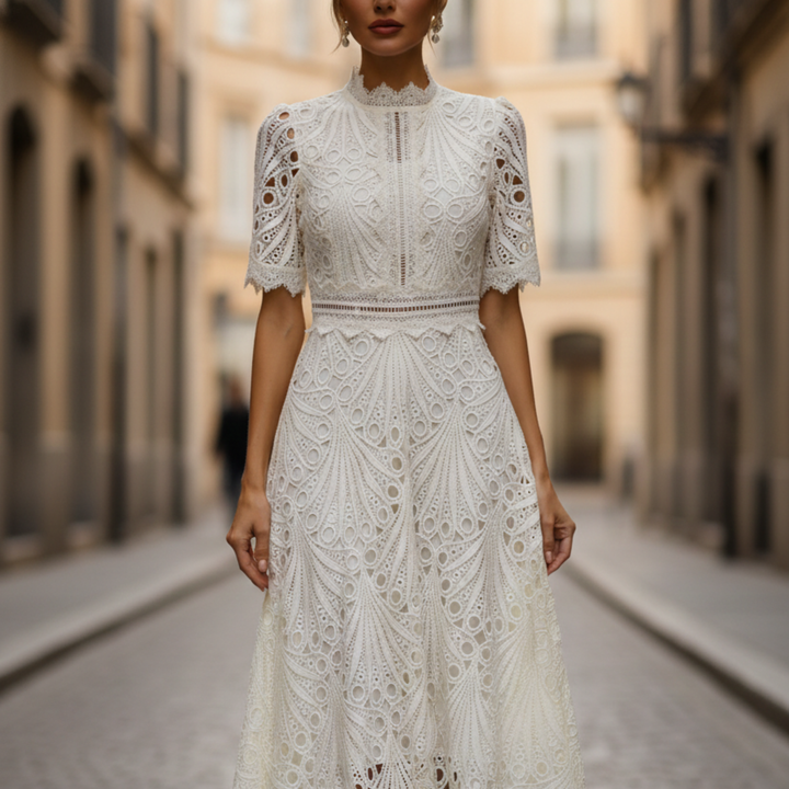Women’s Lace High Neck Midi Dress