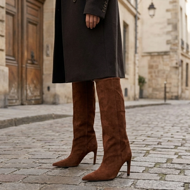 Knee High Boots Stiletto Heel Pointed Toe Suede Women