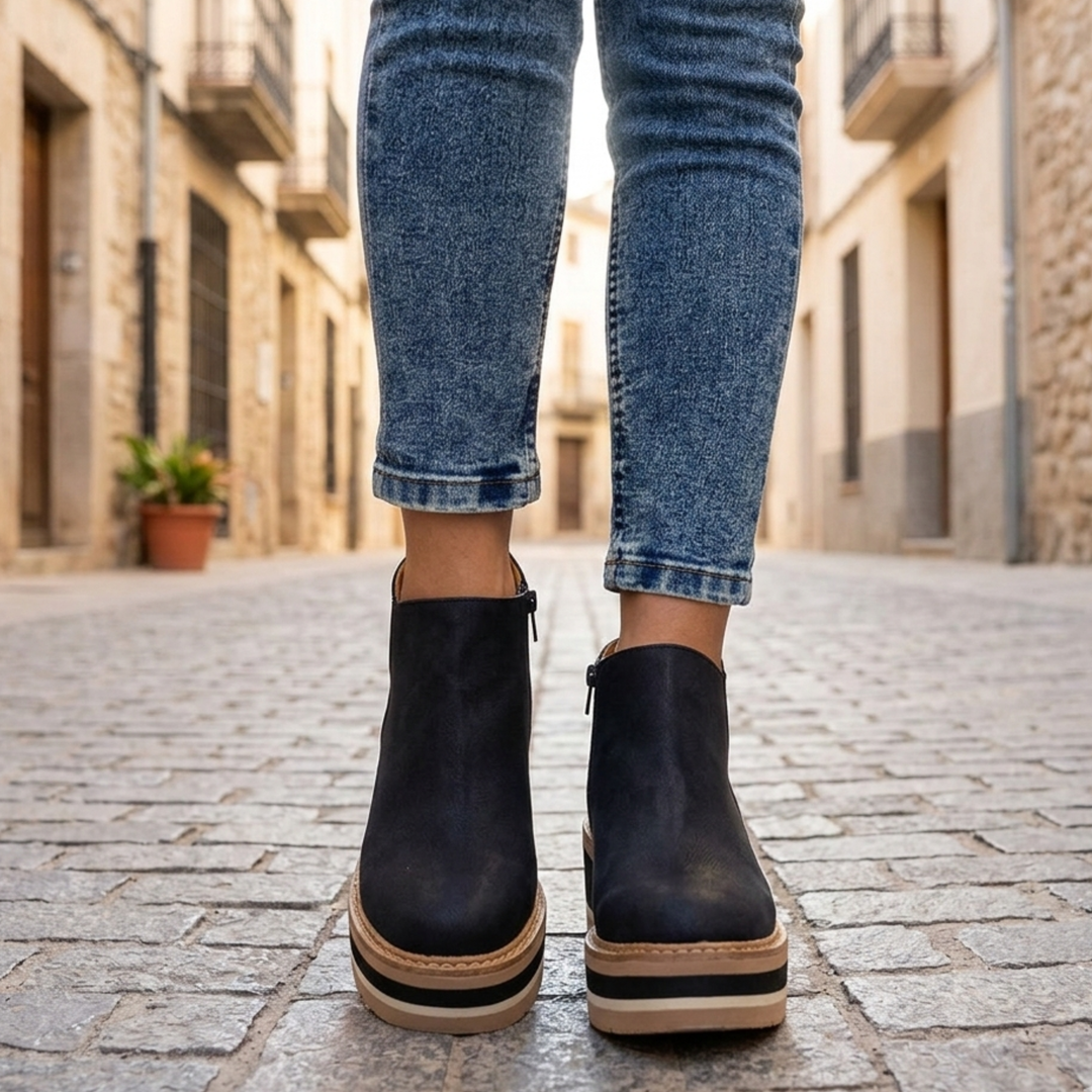 Women’s Platform Wedge Ankle Boots Side Zipper