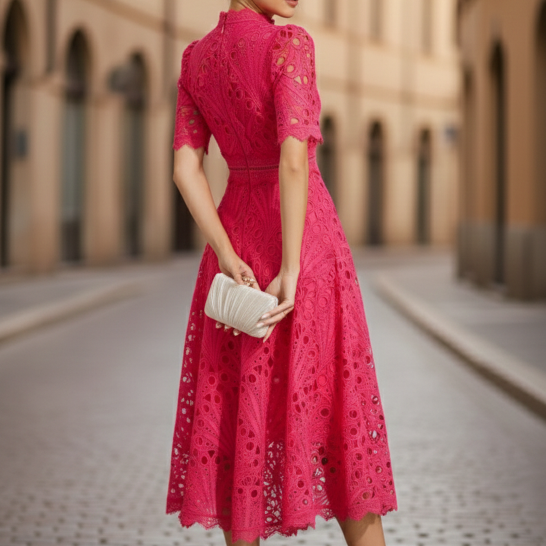 Women’s Lace High Neck Midi Dress