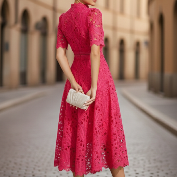 Women’s Lace High Neck Midi Dress