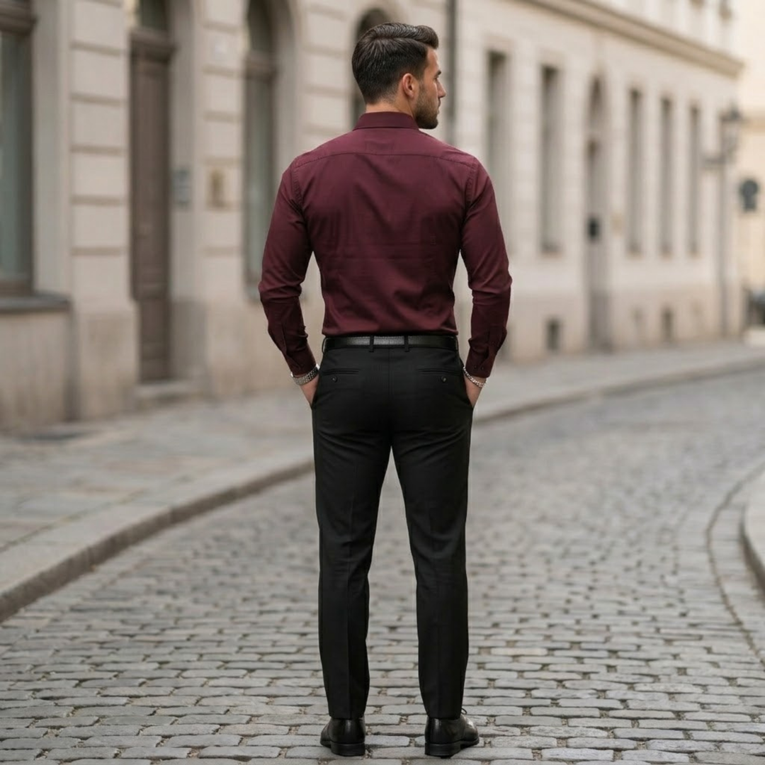 Men Button Up Shirt Tailored Fit Long Sleeve Smart Casual Dress Shirt