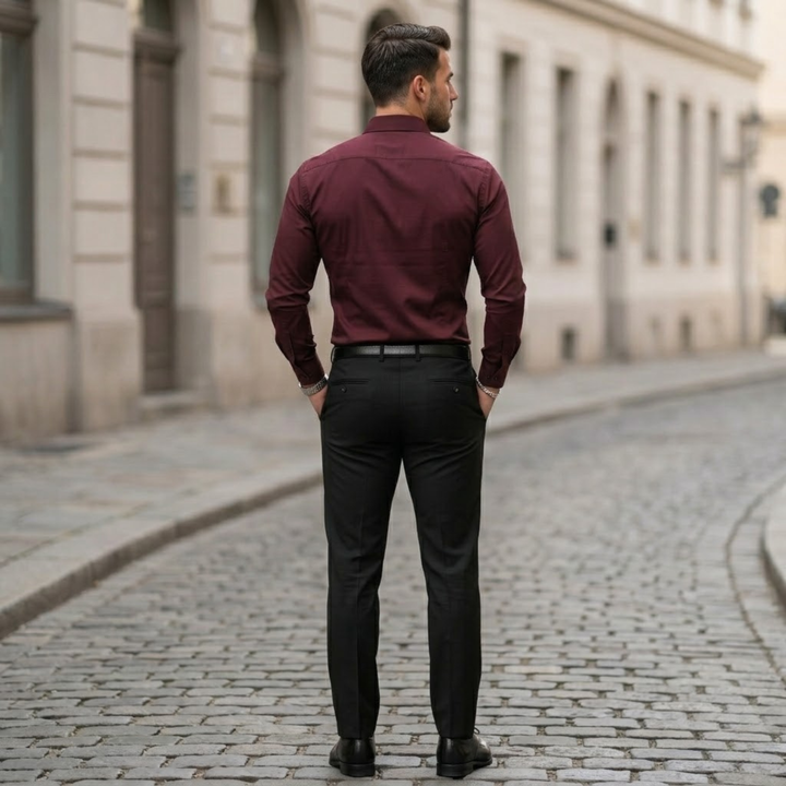 Men Button Up Shirt Tailored Fit Long Sleeve Smart Casual Dress Shirt