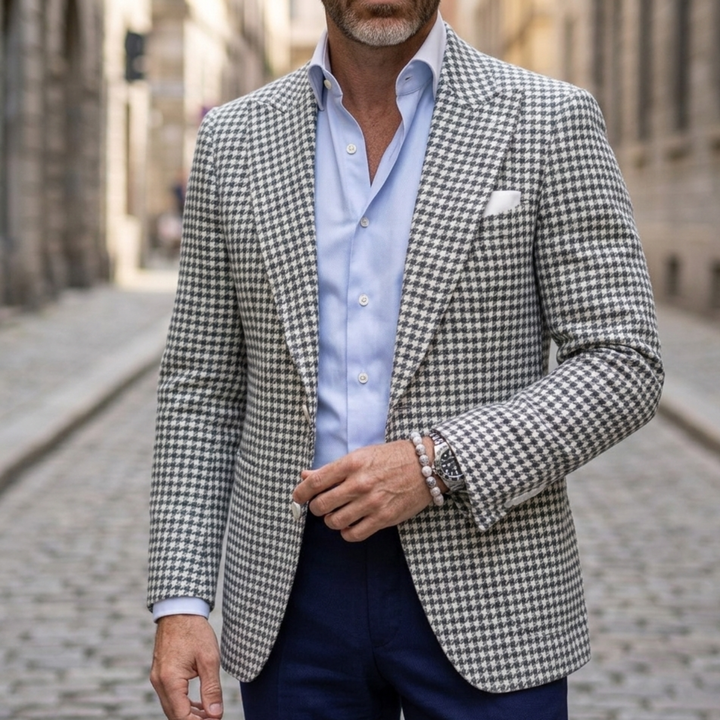 Men’s Houndstooth Blazer Slim Fit Sport Coat