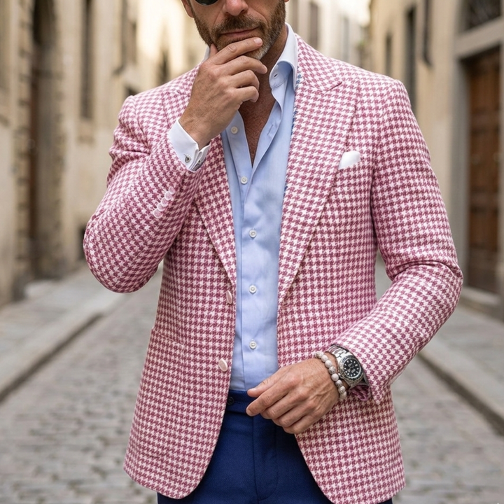 Men’s Houndstooth Blazer Slim Fit Sport Coat