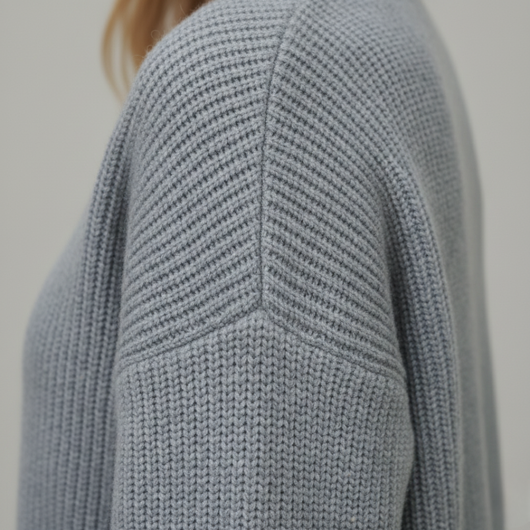 Knit Cardigan in soft cashmere, featuring a relaxed fit, button closure, and long sleeves for versatile cool-weather wear.