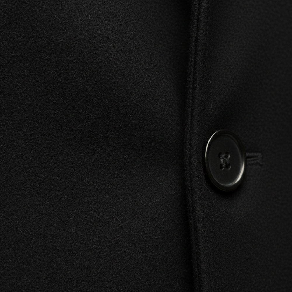 A man in a stylish coat layered over a turtleneck sweater, reflecting a timeless fashion choice.