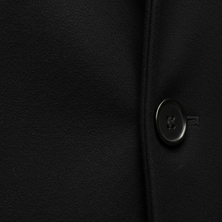 A man in a stylish coat layered over a turtleneck sweater, reflecting a timeless fashion choice.