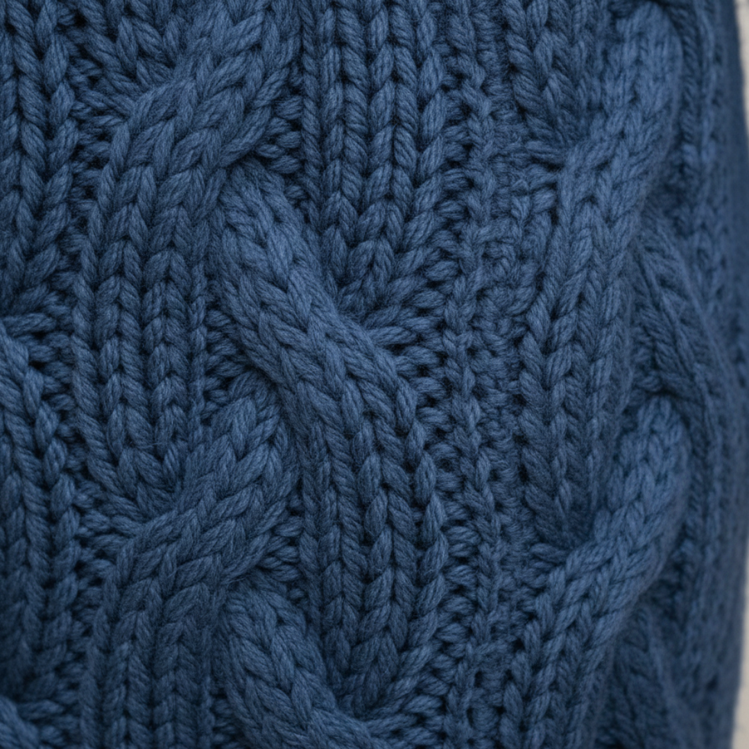 Close up details of the long sleeve women's cardigan with a hood, featuring chunky knit and button front, designed for warmth in fall and winter.