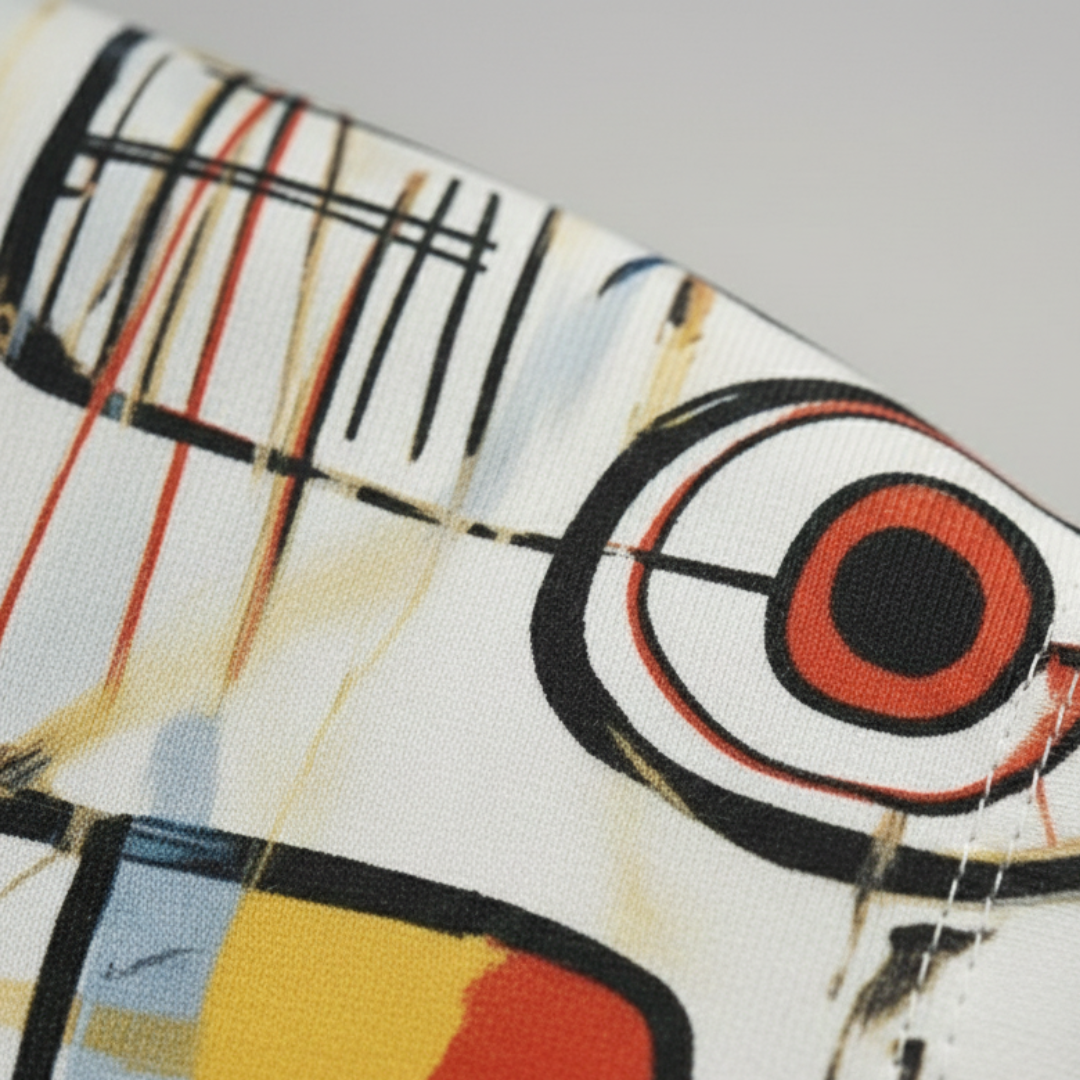 Abstract Sweatshirt with a colorful, modern art design, and style for fall and spring wear.