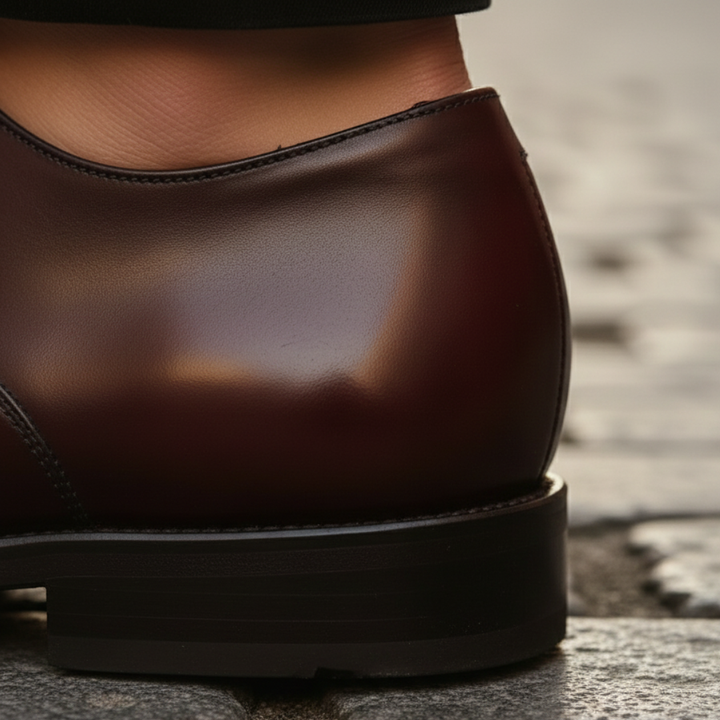 Men's polished leather Oxford shoes with laces