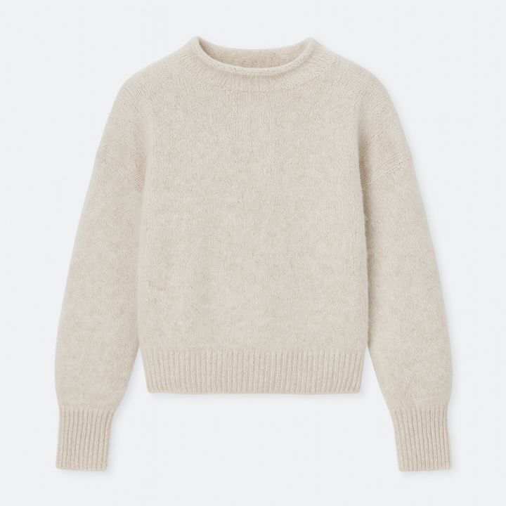 Crew neck jumper with a soft textured finish, ribbed cuffs, and hem.
