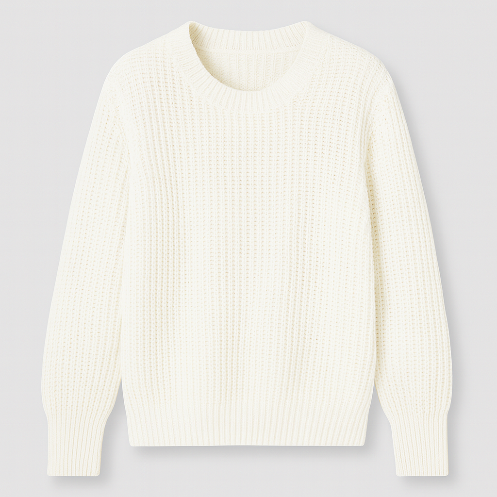 Crew neck jumper with a textured knit design and ribbed cuffs and hem.