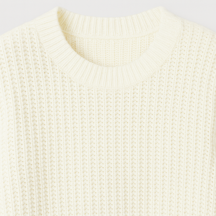 Crew neck jumper with a textured knit design and ribbed cuffs and hem.