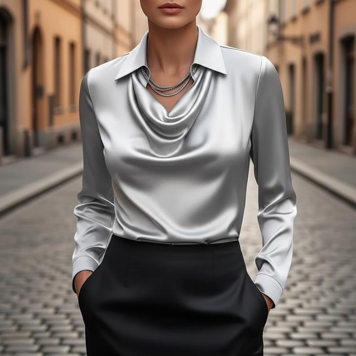 The Selene Satin Drape Blouse