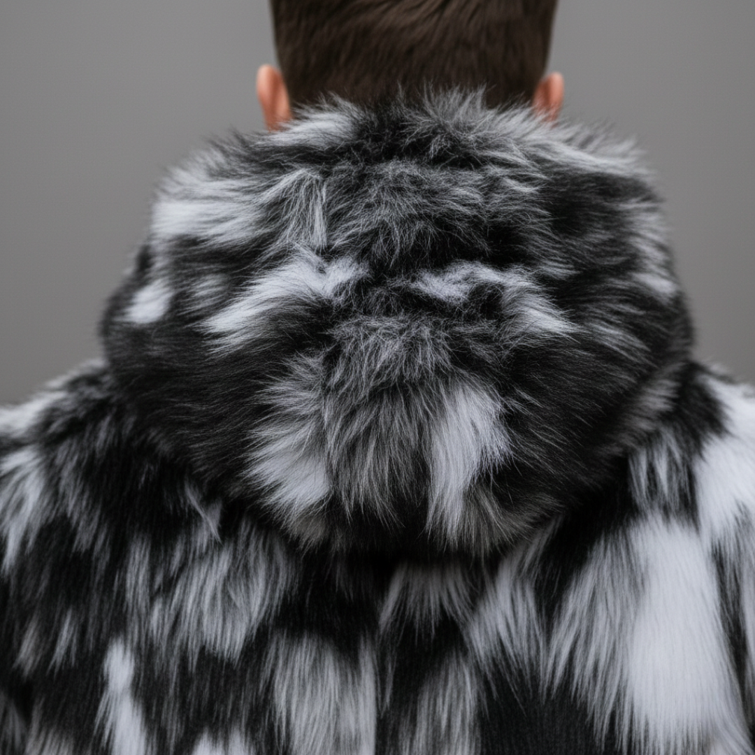 Black fleece-lined hoodie jacket with a zip-up front, long sleeves, and front pockets, ideal for fall and winter wear.